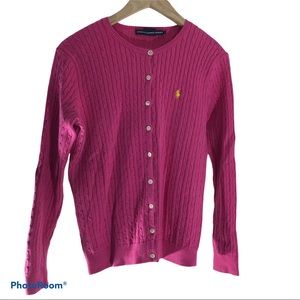 Ralph Lauren Sport Pink Button Down Cardigan Size L/G